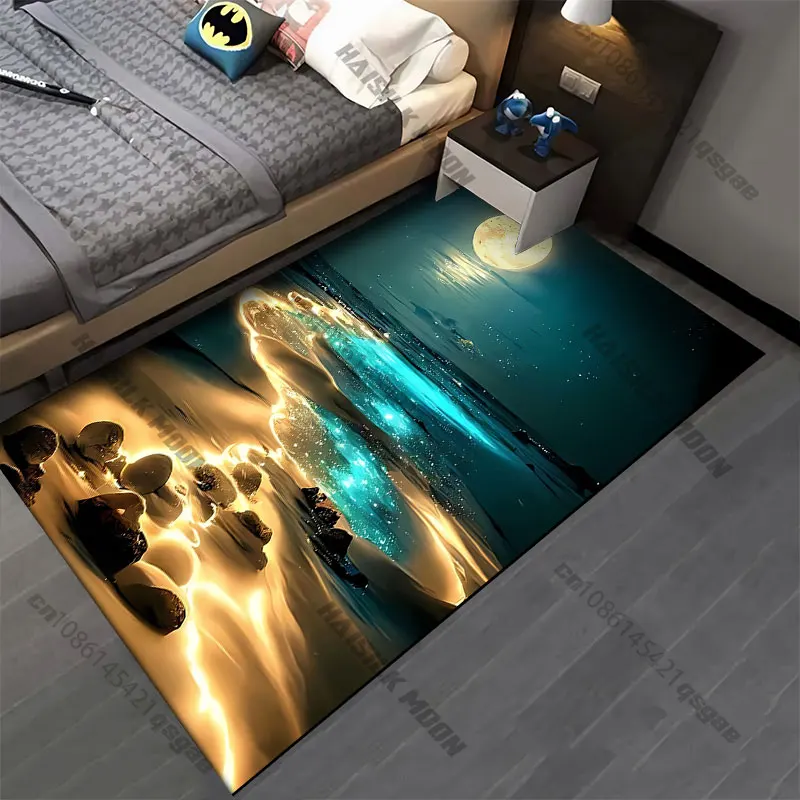 Ethereal glowing stream under moonlight carpet Yoga living room room decor children's crawling mat doormat area rug