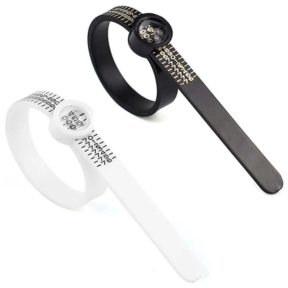 Cinta métrica de anillo [paquete de 2], cinta métrica de calibre de anillo, herramienta de medición de tamaño de anillo para medición de detección de tamaño de anillo, plástico