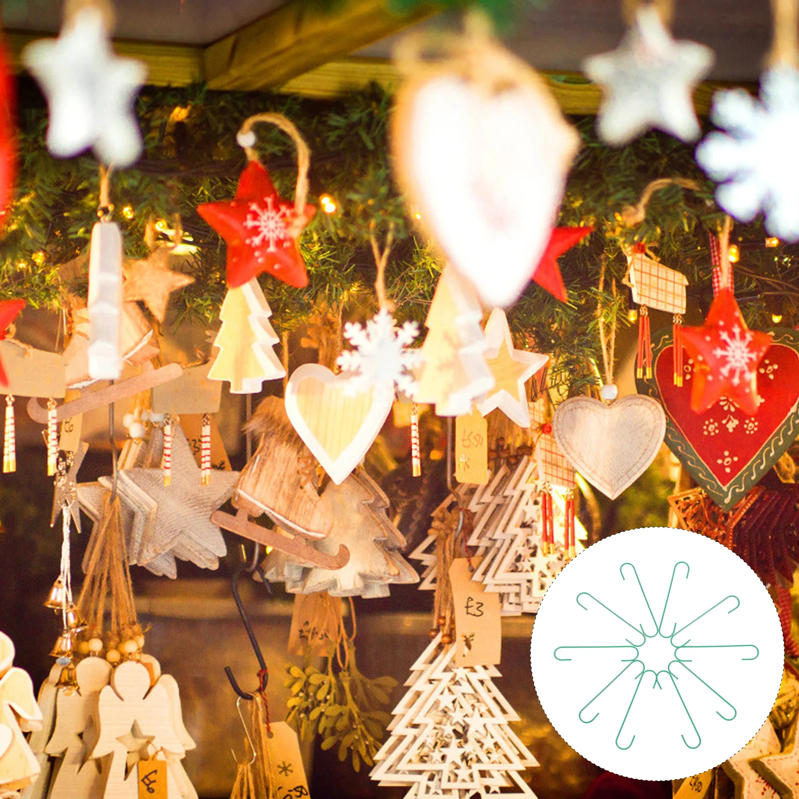 

100 Pcs Christmas Decoration Decorative Hook Tree Hangers Lace Hooks for Ornaments Mini Green