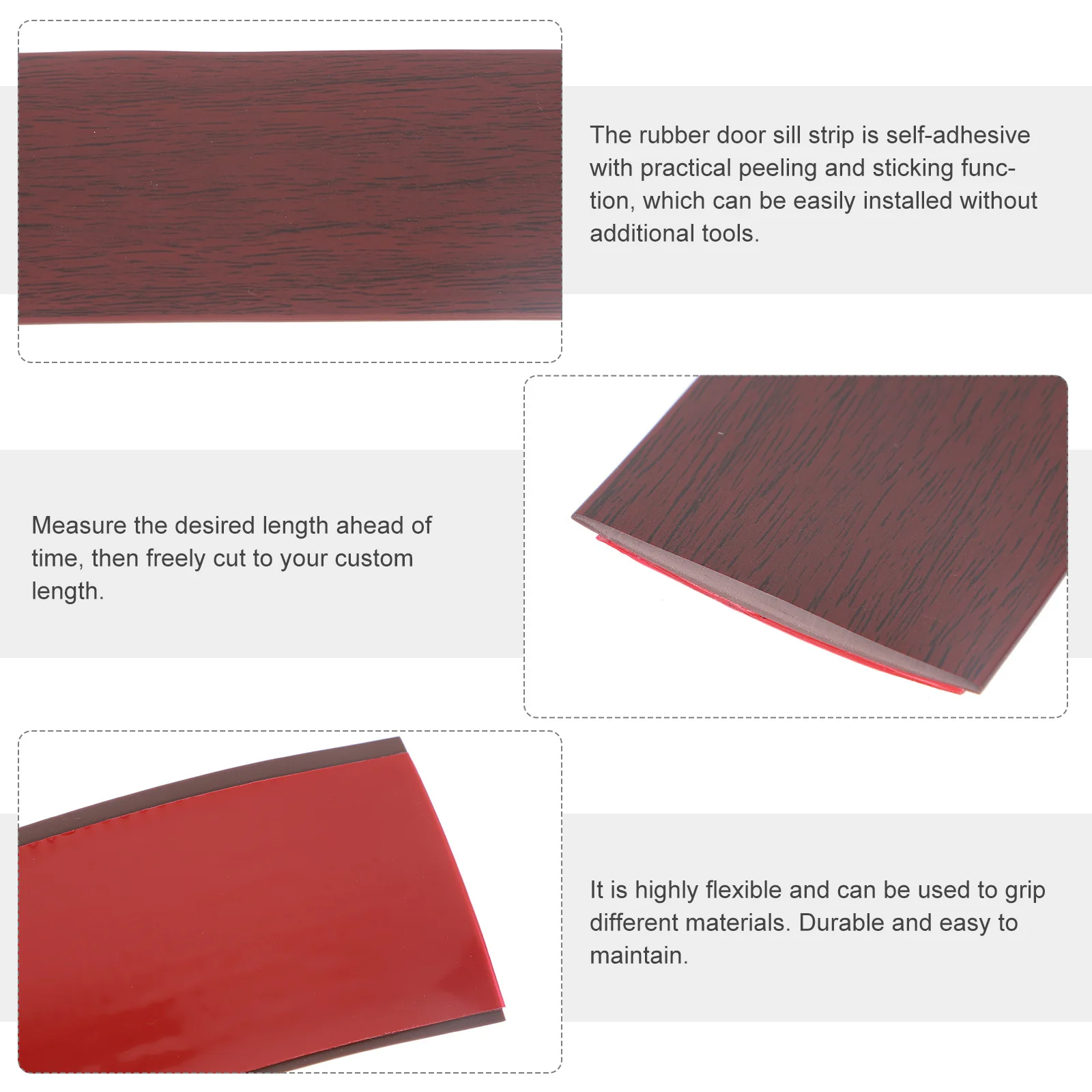 Self Adhesive Floor Transition Strip PVC Threshold for Doorways Carpet Trim Tile Edging Flooring Cover Strips Flexible Design