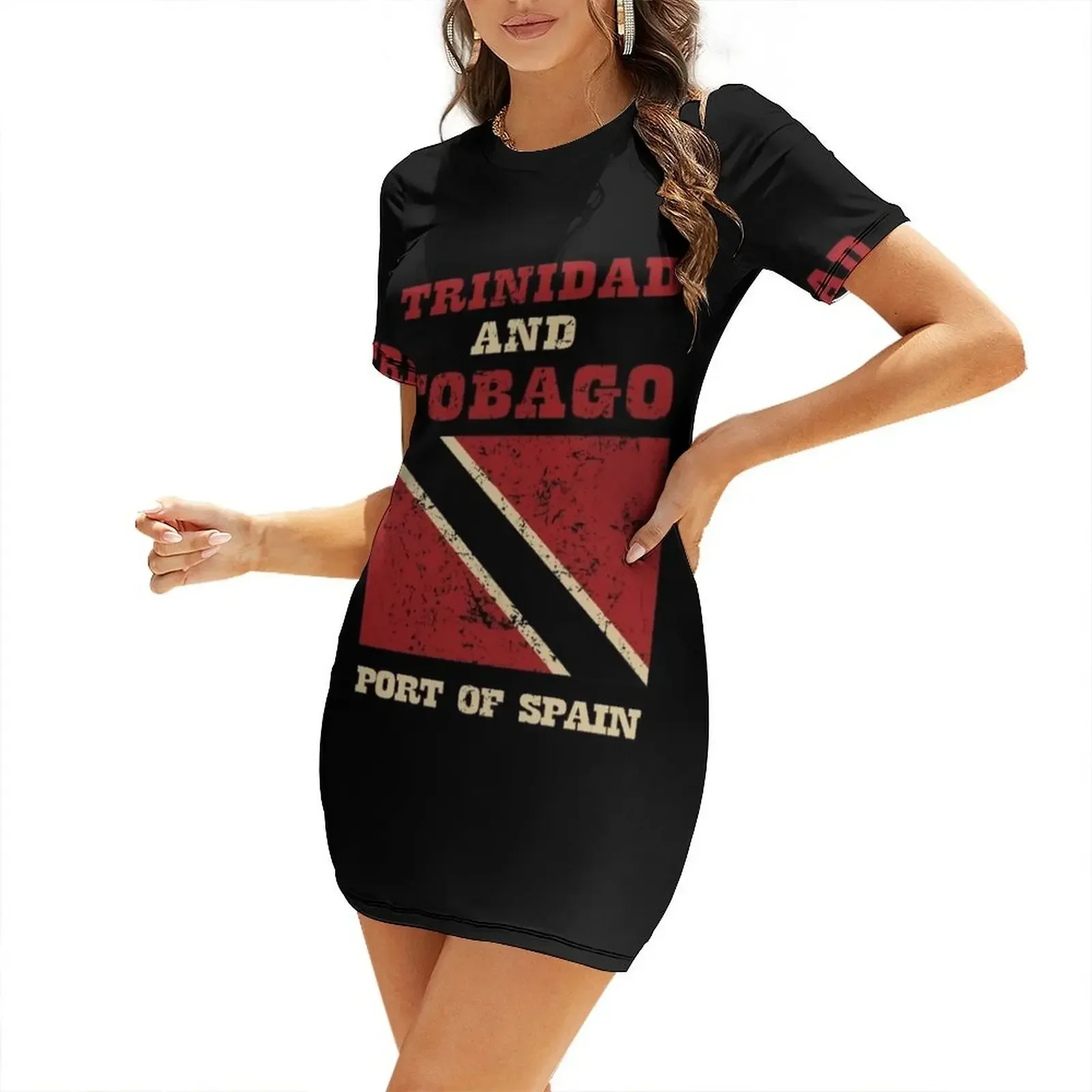 

Flag of Trinidad and Tobago Short-Sleeved Dress Clothing female clothing women summer 2026 Woman's evening dress