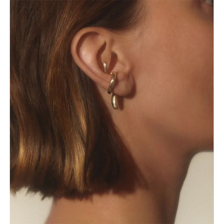 

Withered Geometric Irregular Ear Clips For Women Without Ear Holes Simple Temperament Jewelry Earrings Women's Earrings Ear