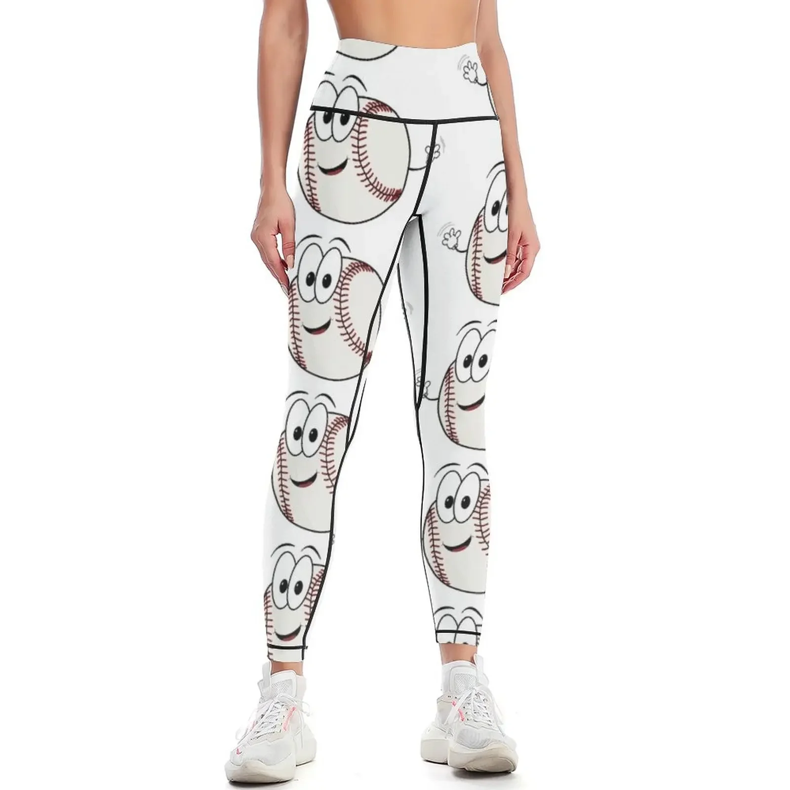 

Happy cartoon baseball character Leggings Women's gym for girls sports for Leginsy push up Womens Leggings