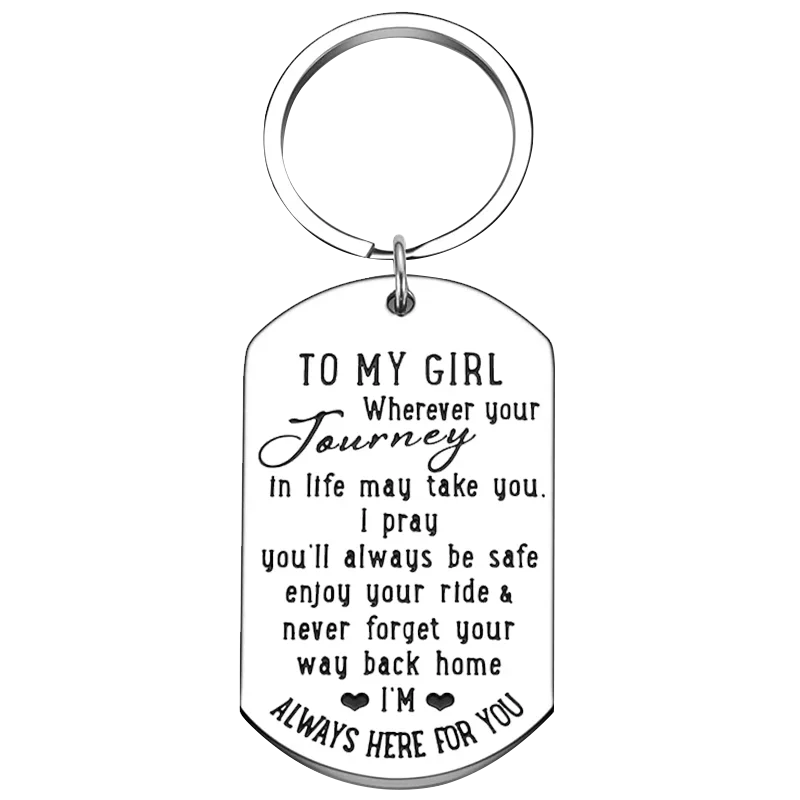 To My Girl Keychain Pendant Daughter Graduation Gift Key Chains Wherever Your Journey Never Foget Your Way Back Home