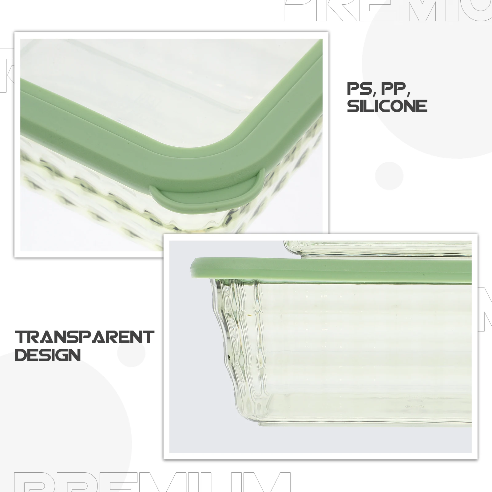

3Pcs Food Storage Box Fresh Preservation Container Transparent Organizer for Fruit Vegetable Snack Rice Cereals