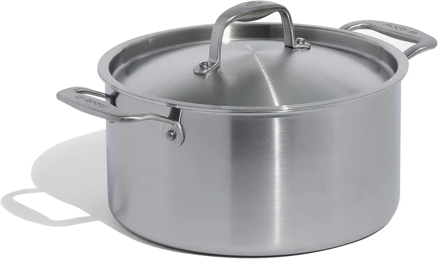 

6 Quart Stainless Steel Stock Pot with Lid - 5 Ply Clad, Induction Compatible, Crafted in Italy for Professional Cooking