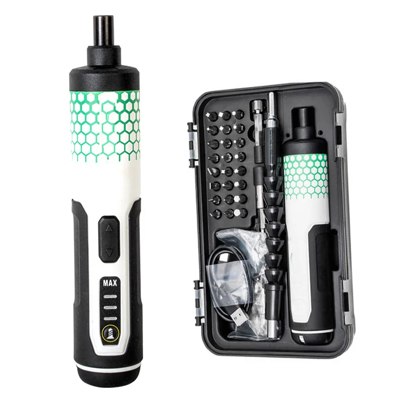 C-type 3.6V electric cordless screwdriver with lithium-ion rechargeable bit set, small multi-purpose torque adjustment