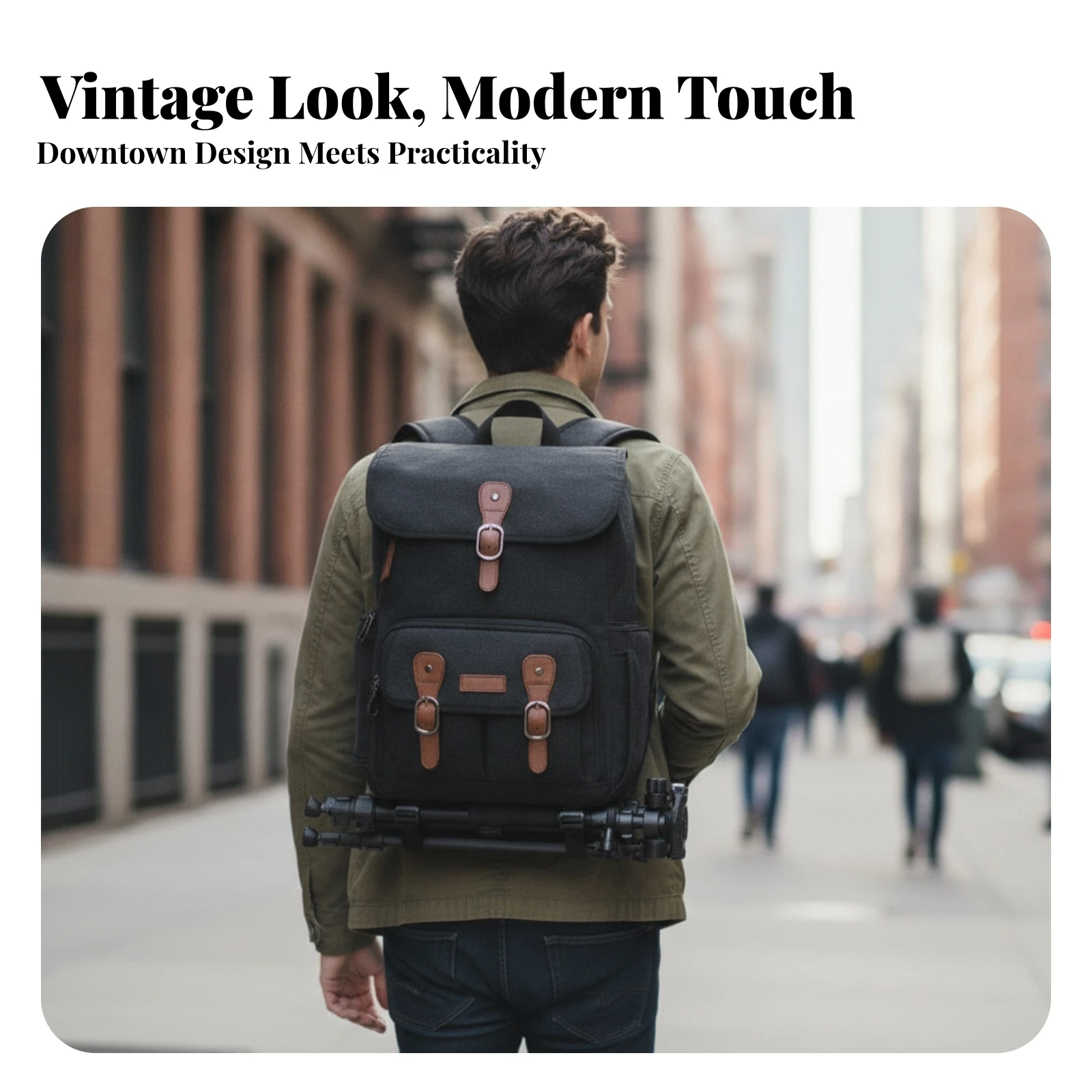 Black Camera Gear Backpack with 15.6-inch Laptop Compartment Anti-theft Photography Bag for Travel and Work