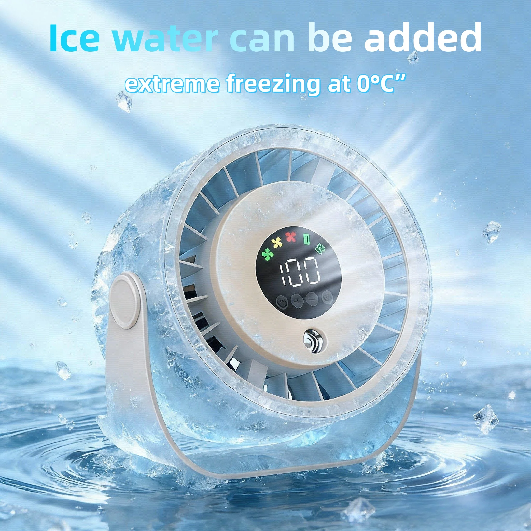 New Misting Fan Humidifying Rapid Cooling Hanging Hole Low Noise Digital Display Button Controlled Speed Fine Absorbable — New