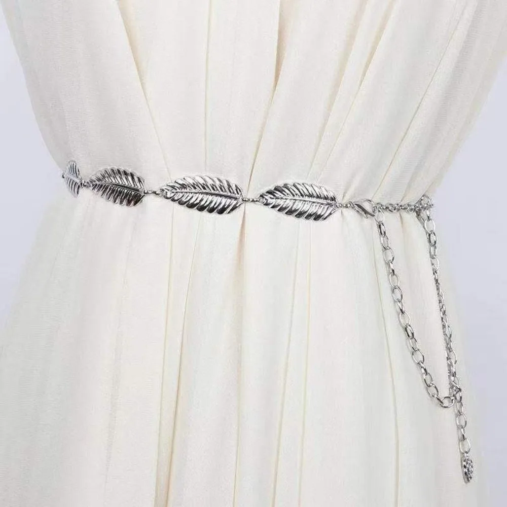 多用途ヴィンテージメタルリーフベルト エレガントな調節可能なボディチェーン ボヘミアンシックなドレスウエストチェーン レディースファッションアクセサリー