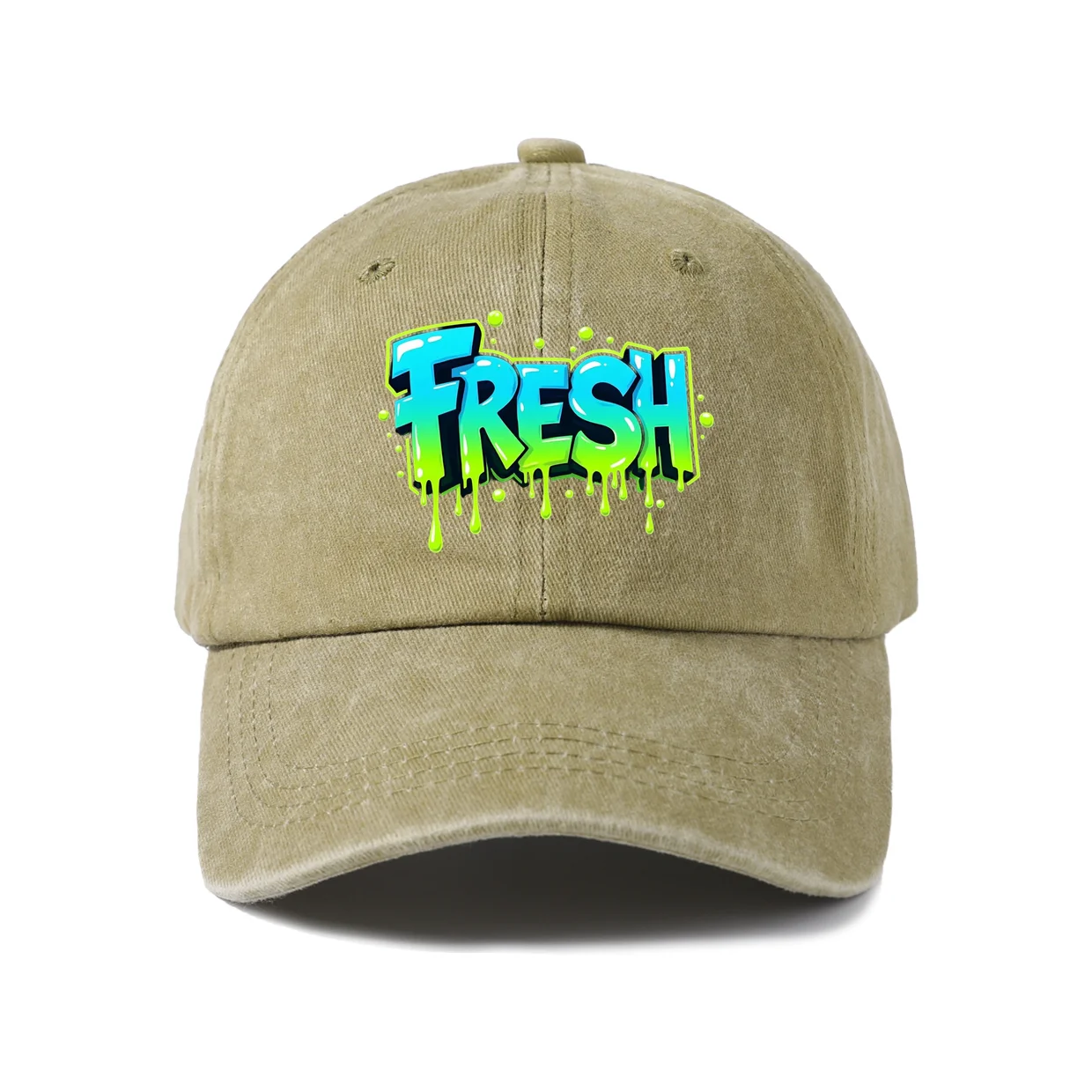 Fresh Graffiti Text Graphic Baseball Cap, Vintage Washed Adjustable Unisex Dad Hat, Casual Gift