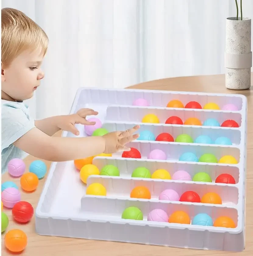 Bola de brinquedo mesa de classificação de bolas jogos de grupo quebra-cabeça educacional para adultos e crianças, brinquedos montessori presente-42 peças bola