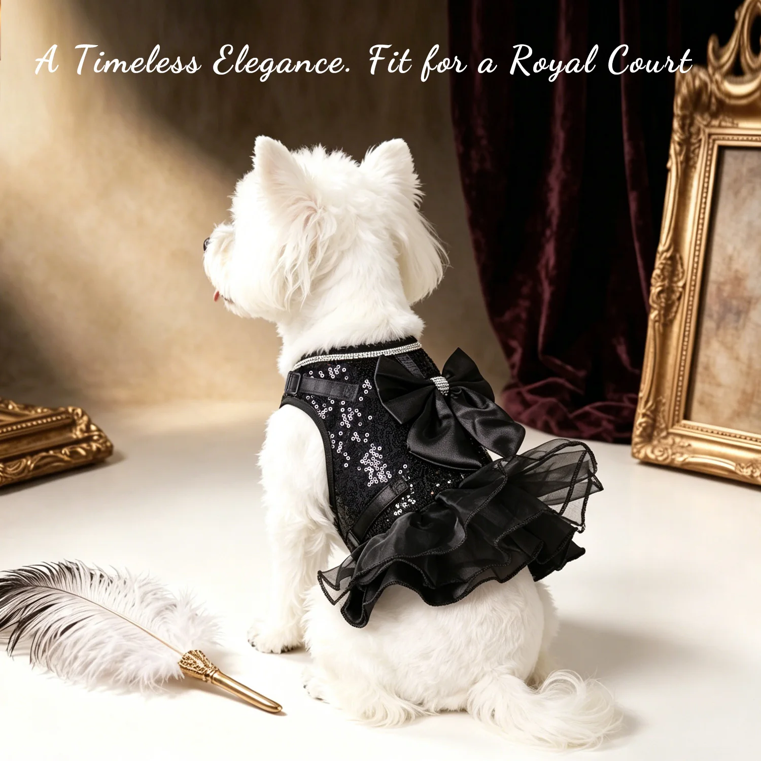 Cute & Sweet Small Dog Cat Princess Dress Harness Leash Set Glitter Breathable Pet Puppy Kitten Vest for Party/Birthday/Wedding