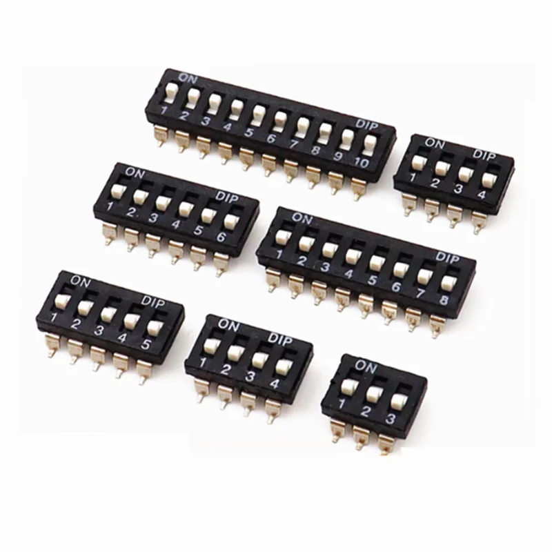 10pcs/lot 2.54 Patch DIP Switch Gold Plated Pin KM-01/2/3/4/5/6/8P/10P 2.54MM SMD