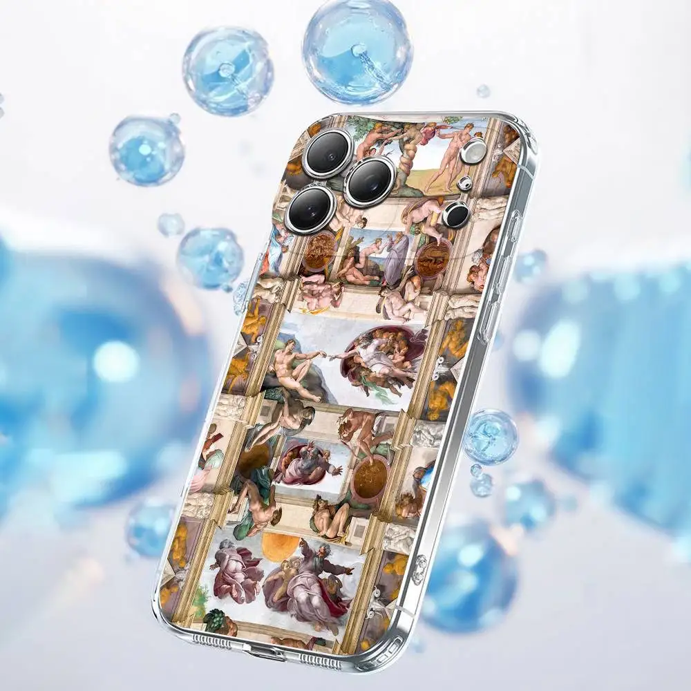 The Creation of Adam Michelangelo Phone Case For iPhone 17,16,15,14,13,12,11,Plus,Pro,Max,Plus,E,Air,Mini Transparent Cover