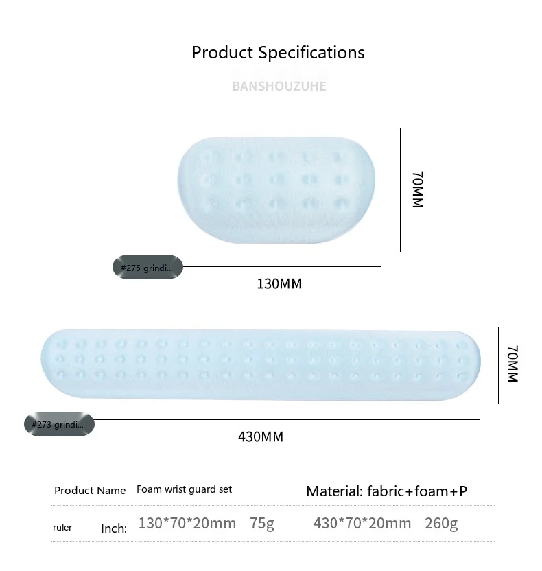 Schaumstoff-Handgelenkauflage Tastatur-Pad-Set 3 Farben Büro Gaming Ergonomische Rutschfeste Schreibtischunterlage – Detail 5