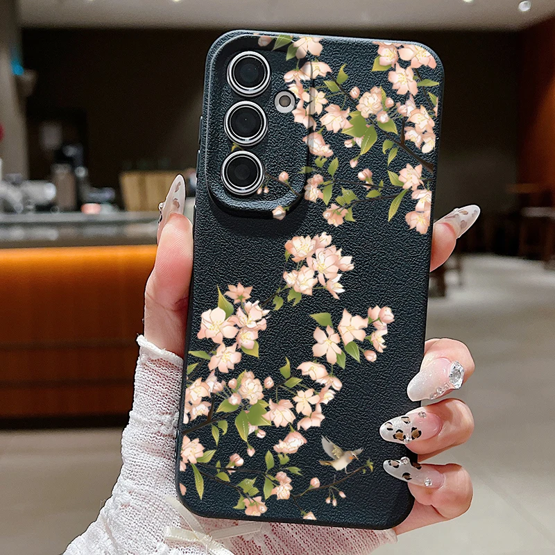 Cherry Blossom Sakura Case For Samsung Galaxy S24 S23 S22 S25 Ultra S21 FE A14 A34 A16 A36 A56 A15 A25 A35 A52 A53 A54 A55 5G