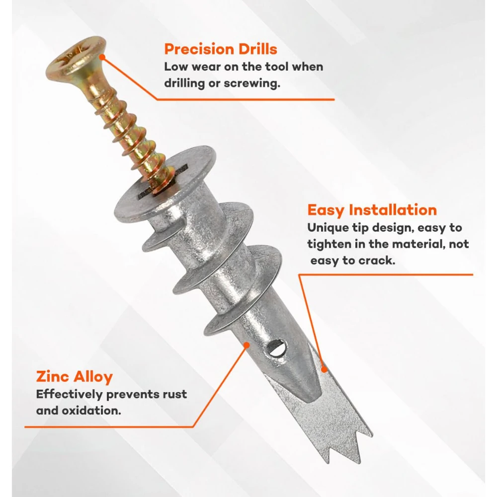 الأظافر الألياف غاطسة مسامير التنصت الذاتية مسامير حلزونية M4 سبائك الزنك أبو بريص مدفوعة توسيع أنابيب مسامير النجارة