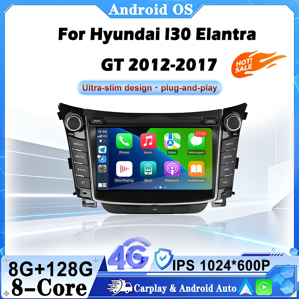 

7 Inch For Hyundai I30 Elantra GT 2012-2017 Android 16 Auto Car Radio Multimedia Video Player GPS Navigation Carplay 4G WIFI