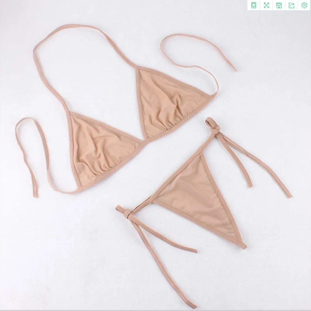 Conjunto de Bikini con Tanga de cintura baja para mujer, traje de baño Sexy de vendaje transpirable, conjunto de Bikini con correa de tres puntos, Verano