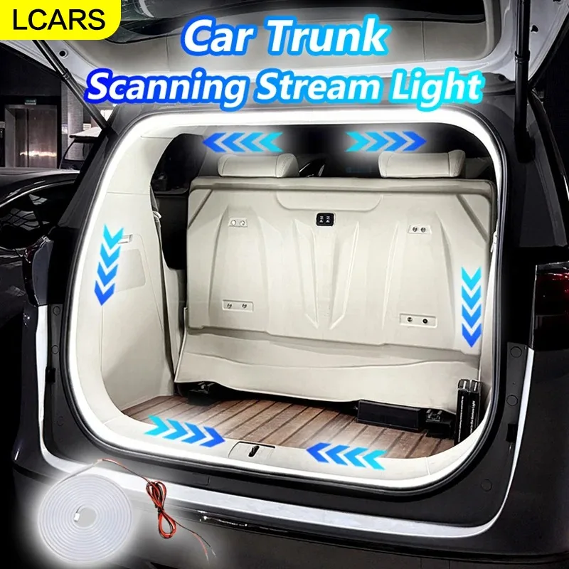 

400cm car trunk dynamic flow automatic switch scanning light flexible silicone waterproof light strip hidden installation