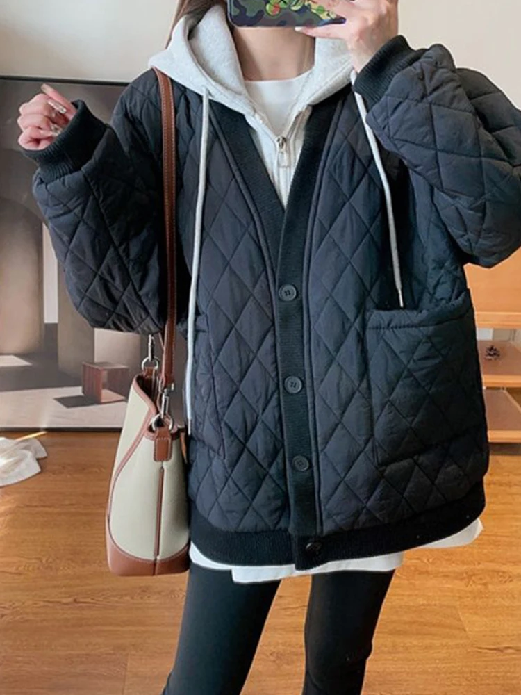 

Утепленная стеганая женская куртка-пуховик с капюшоном, осенне-зимняя, повседневная, модная, большого размера, свободного кроя, комплект из двух предметов