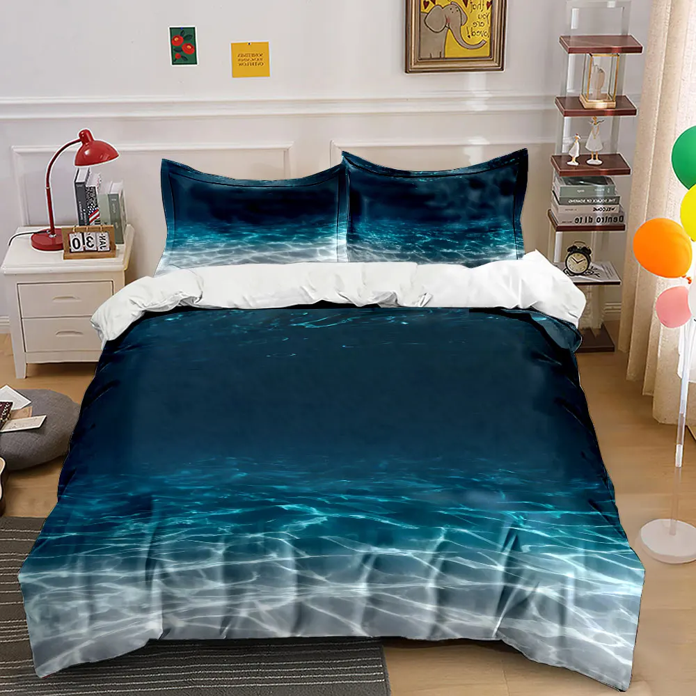 Underwater light reflections. Print Bedding Set 1 Duvet Cover 2 Pillowcases for Adult and Children Luxury Gift Full Size