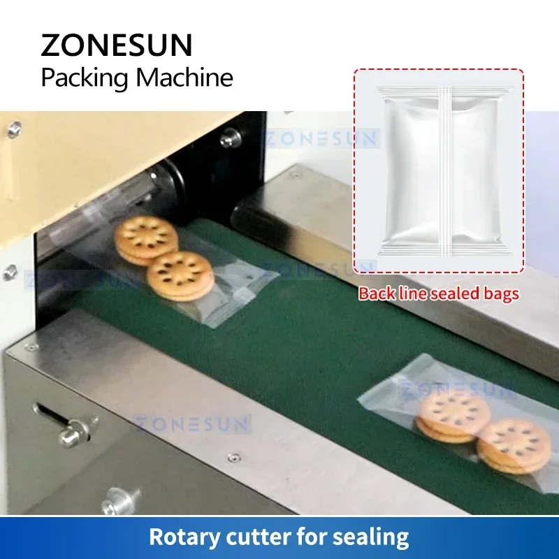 ZONESUN ZS-ZB250S Horizontal Flow Wrapper Back Line Sealed Bags Food Pack Cosmetic Facial Mask Tissue Bagging Machine