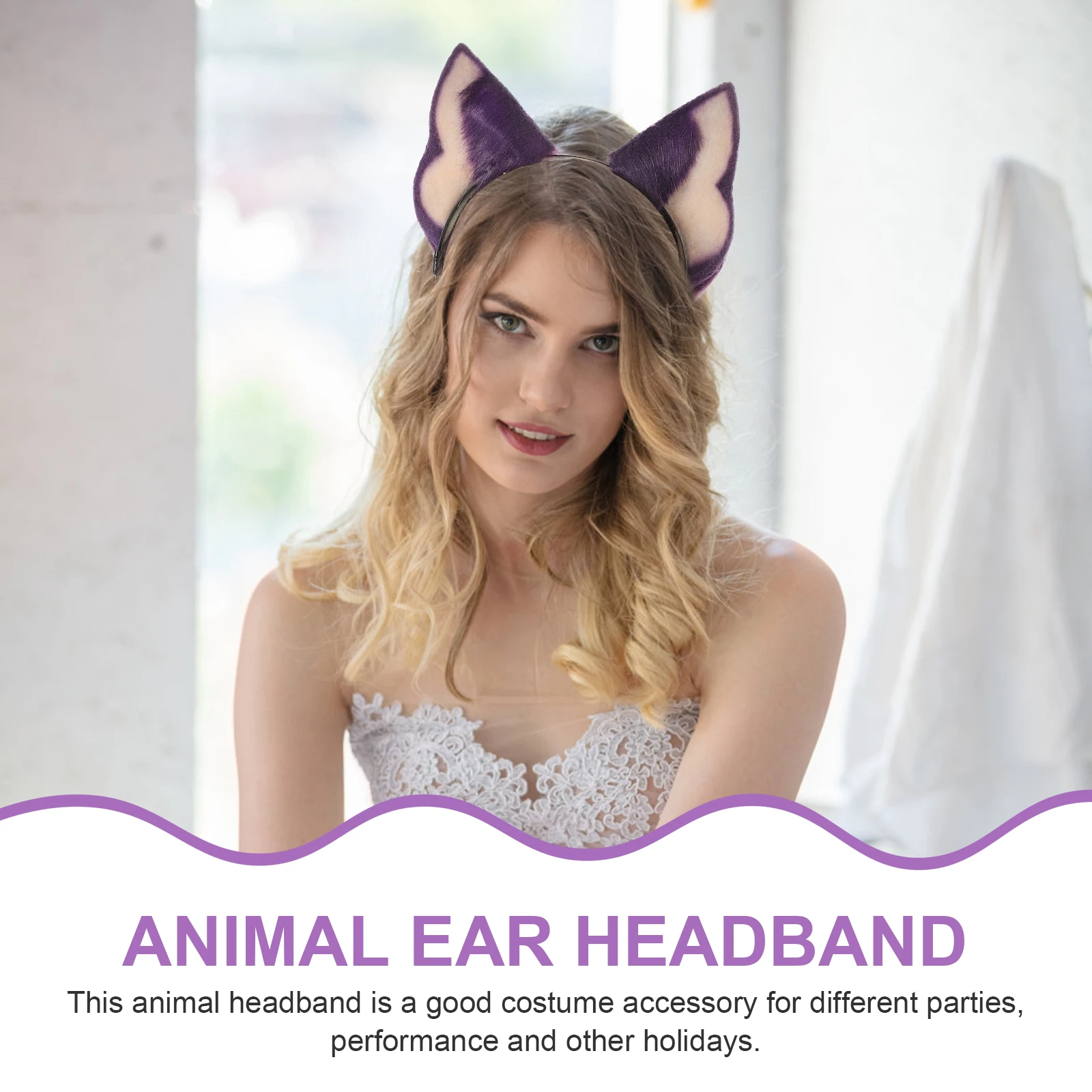 

Dog Ear Womens Costume Animal Headb Prop Props Animal Ears Hair Accessories Purple Ear Headb Headb