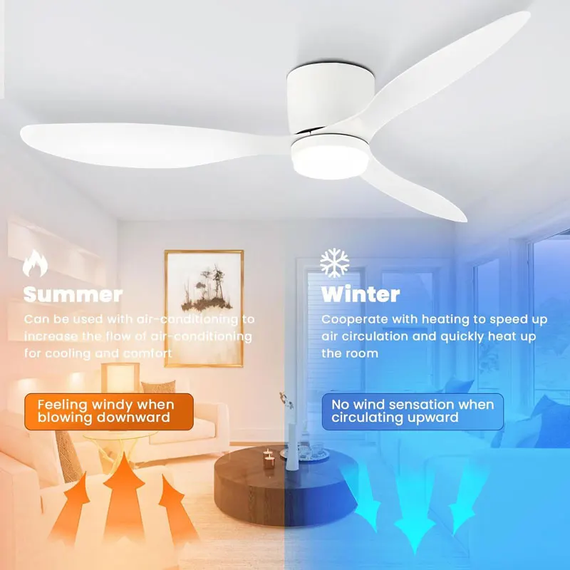 42/52 inch LED Ceiling Lamps For Bedroom Large Ceiling Fans With LED Light Remote Control 30W 40W DC Motor 6 Wind Speeds Timing