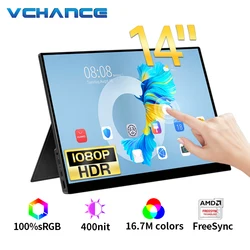 VCHANCE 14 / 15.6 Inch 1080P Full HD Portable Monitor Touch Screen Two Stands Second Screen for Laptop Ps4/5 Switch Xbox