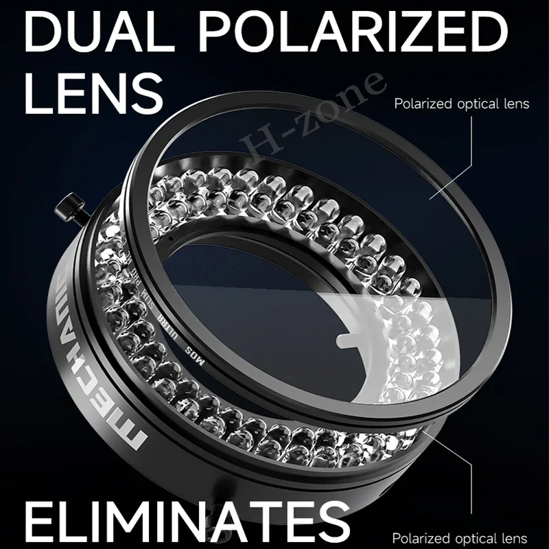 メカニック LS720+ 顕微鏡偏光リングライト 48mm、反射除去機能付きステレオ顕微鏡用アンチグレア照明装置