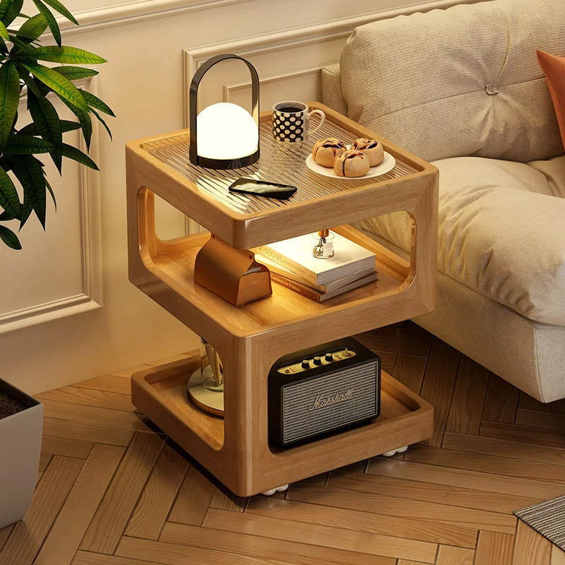 

Solid wood side table, sofa side cabinet, living room movable coffee table, small table, bedside storage rack in the bedroom