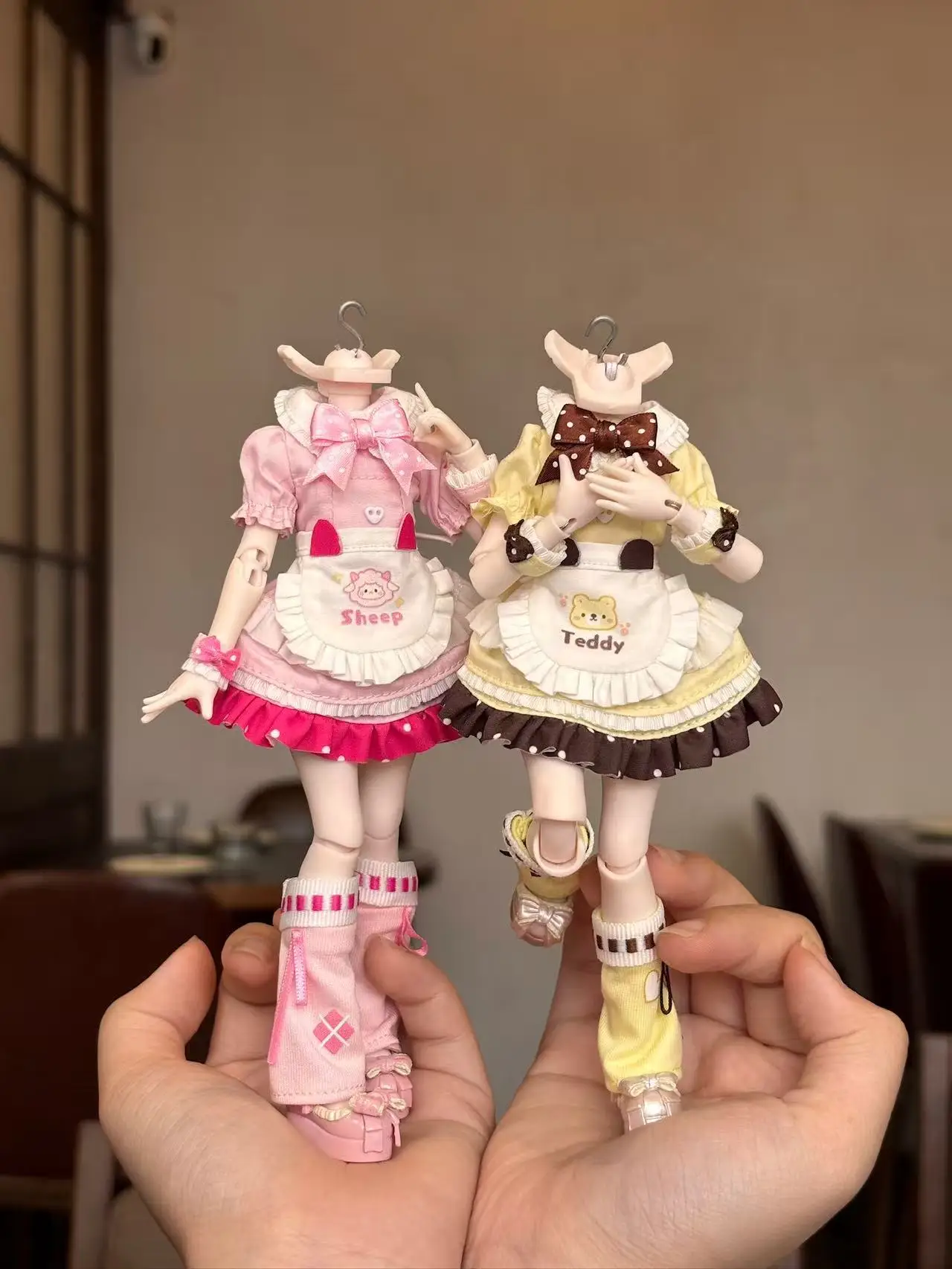 Sweet Lolita Doll Shoes BJD Doll Platform Mary Jane Shoes Bow Ruffle Wedge Heel Mini Doll Accessories Collectible Toy Gift