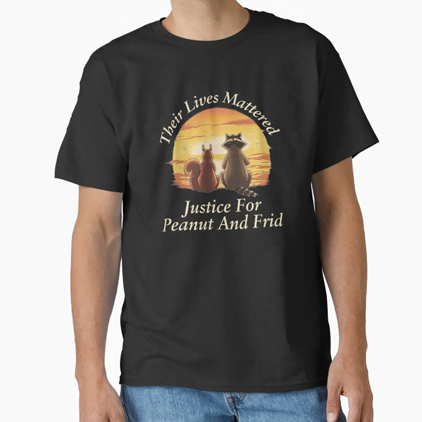 Justice For Peanut The Squirrel Fred Raccoon Classic T Shirt vintage Washed streetwear Unisex fashion graphic Soft Comfortable