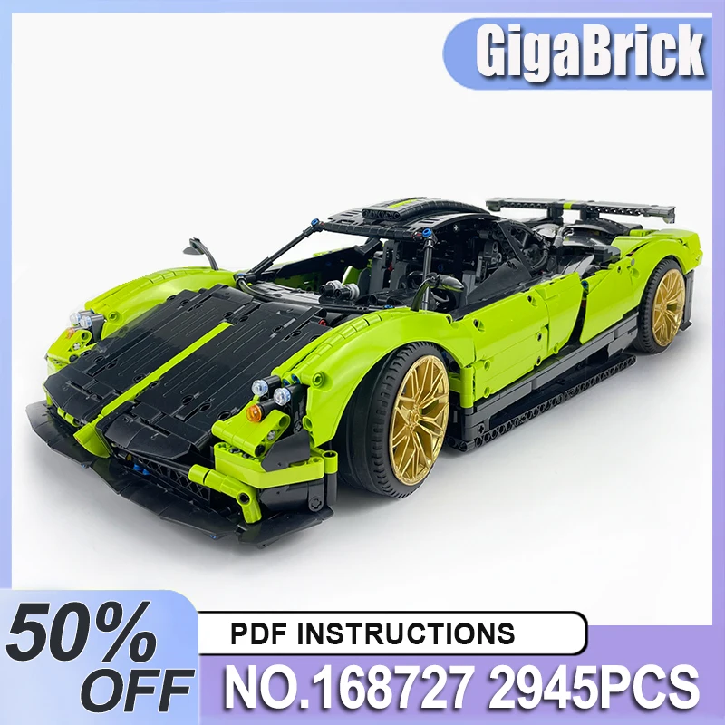 

MOC 168727 Detailed Technical Green Super Sports Car Scale 1:8 Model Building Blocks Bricks Diy Puzzle Toys Christmas Gifts Kids