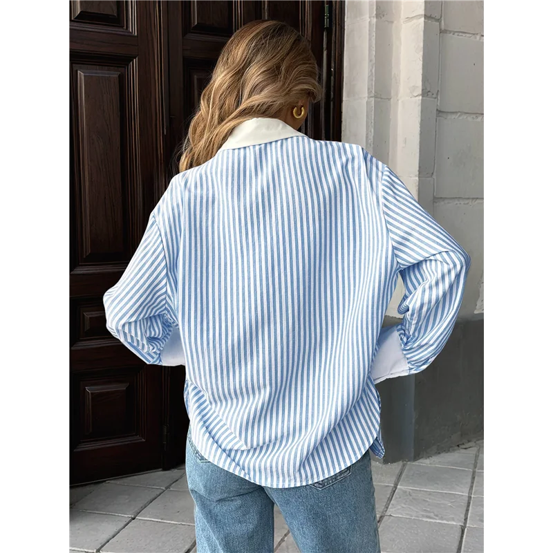 

ABP-Womens Striped Button Down Shirt Casual Long Sleeve Blouse Top