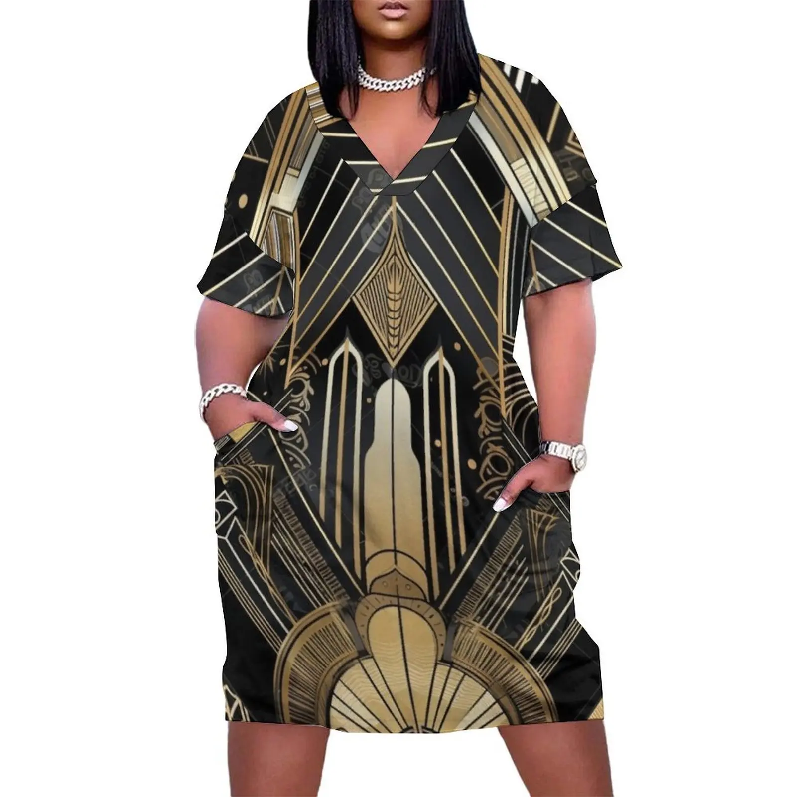 

Gilded Deco: Timeless Art Deco Motifs #12 Loose Pocket Dress summer dresses for women 2024 dress party night clothes for women