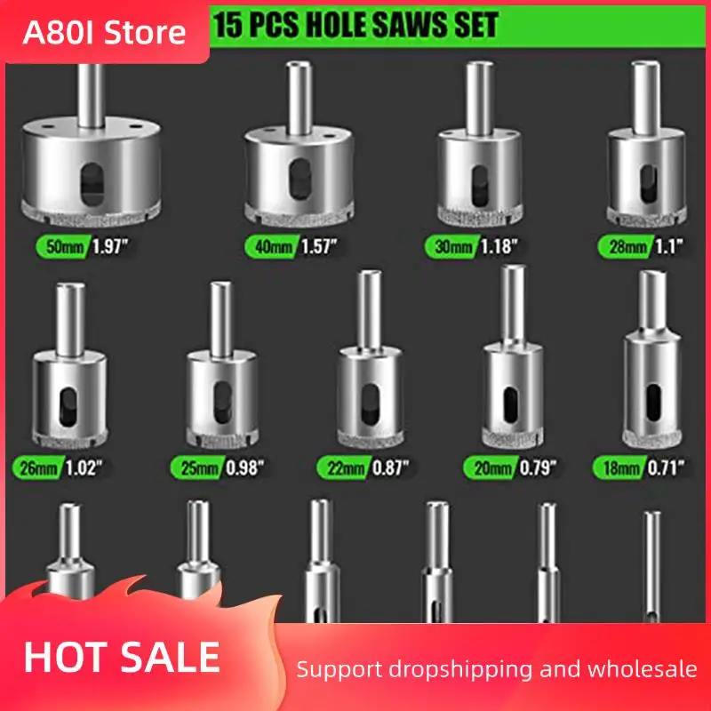 

A80I 17 PCS Drill Bits Sets Hollow Drill Set With Double Suction Cups Guide Jig Fixture From 4Mm-83Mm
