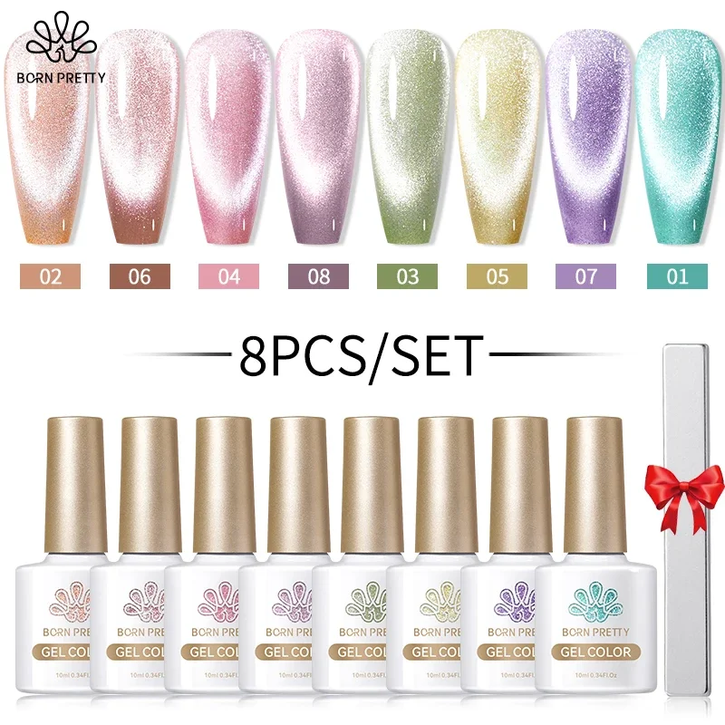 

BORN PRETTY Sparkling Snowlight Cat Magnetic Gel Polish Set 10ml Semi Permanent Spring Summer Magnetic Gel Nail Polish Kit