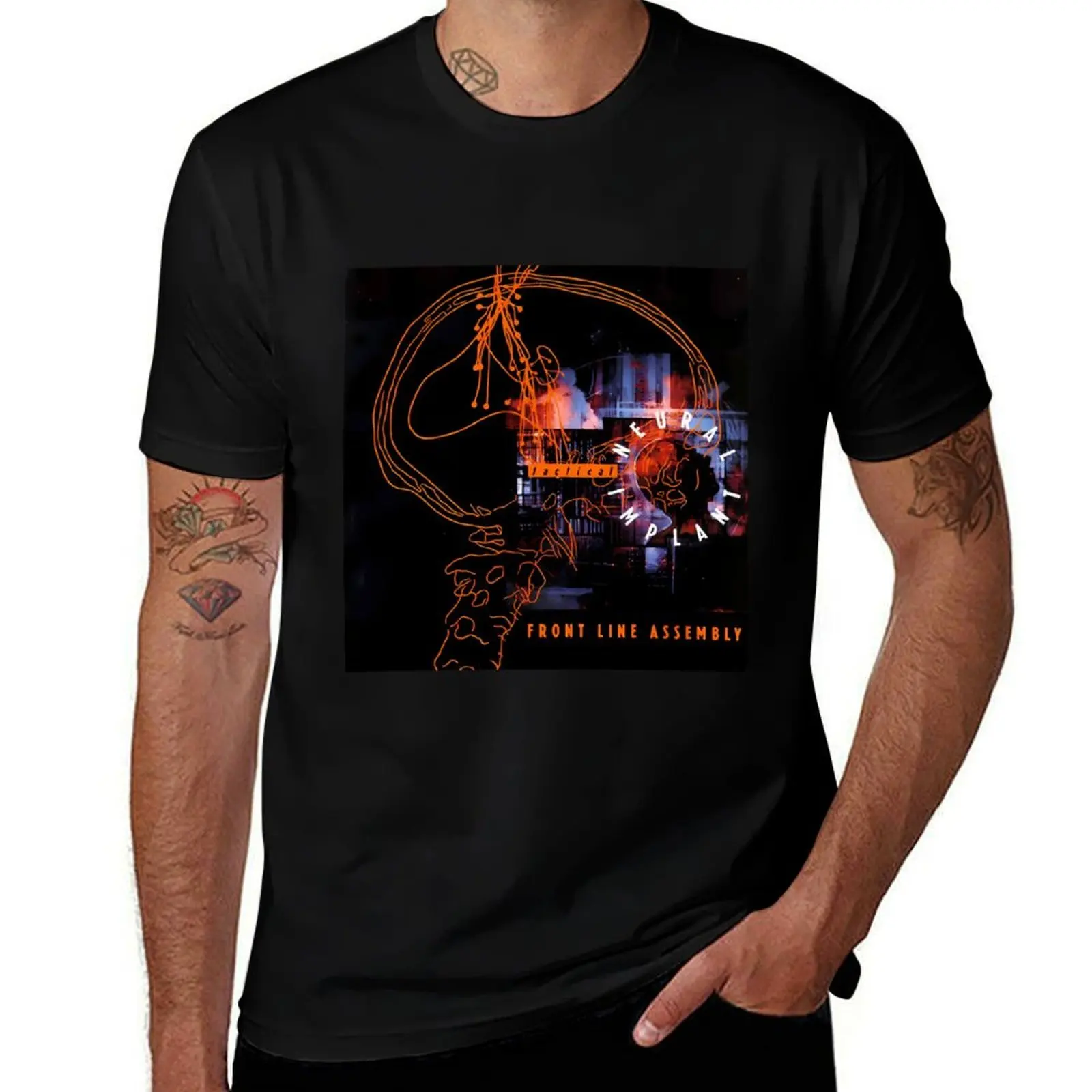Front Line Assembly Music Artwork T-Shirt Art Pattern Printed Casual Top