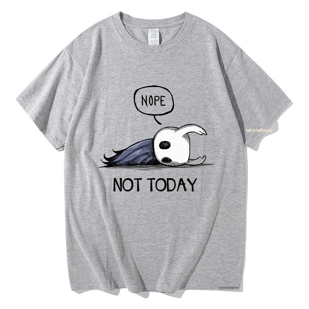 Men Women Hollow Knight Nope Not Today Graphic T Shirt Vintage Indie Game Print Short Sleeve O-neck Casual Cotton Streetwear Tee