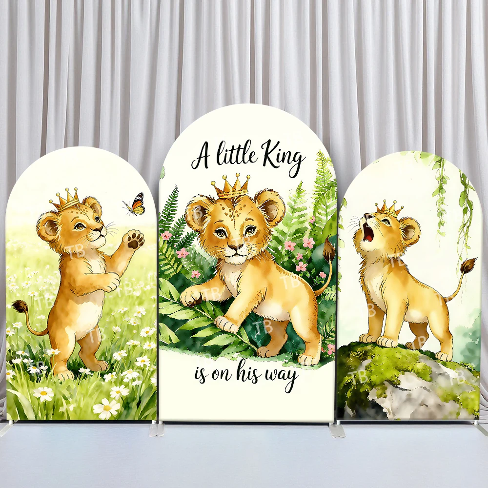 

TB Forest Lion King Simba Arch Backdrop Cover for Kids Birthday Party Decor Baby Shower Photo Background Props Elastic Fabric