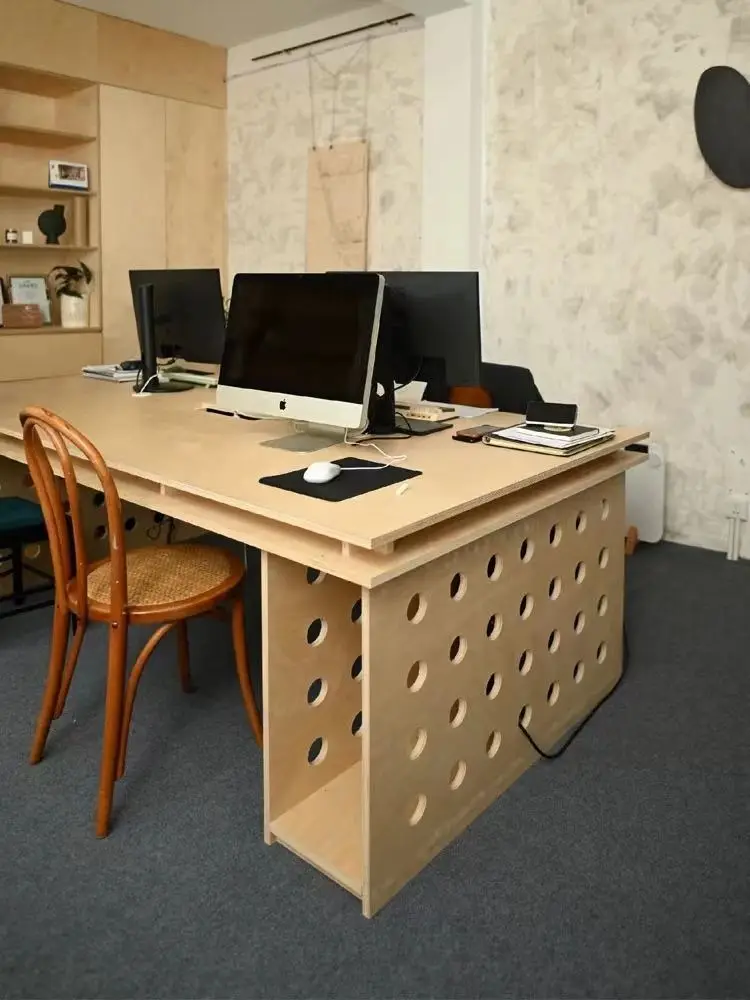 Birch large board solid wood hole table workbench desk desk