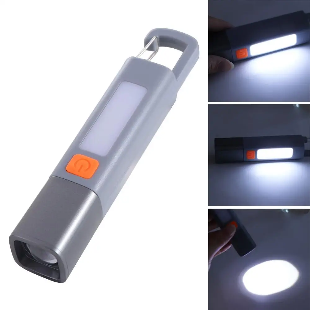 

USB Charging Outdoor Small Flashlight ABS with Hook LED Torch Light Long-range Telescopic Focus COB Side Lamp Night Fishing
