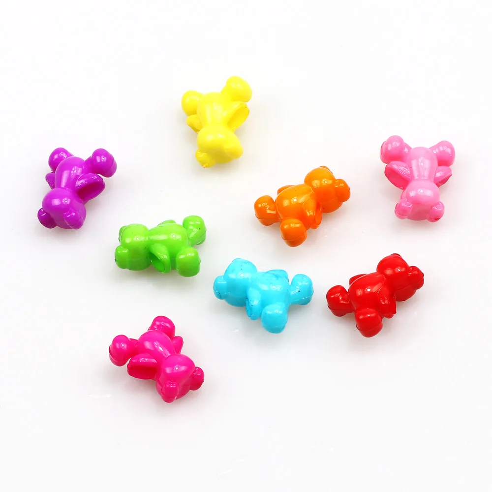 50pcs 12x14mm Mixed Color Mini Bear Beads Loose Spacer Acrylic Beads For Jewelry Making Charms Diy Bracelet Necklace Accessories