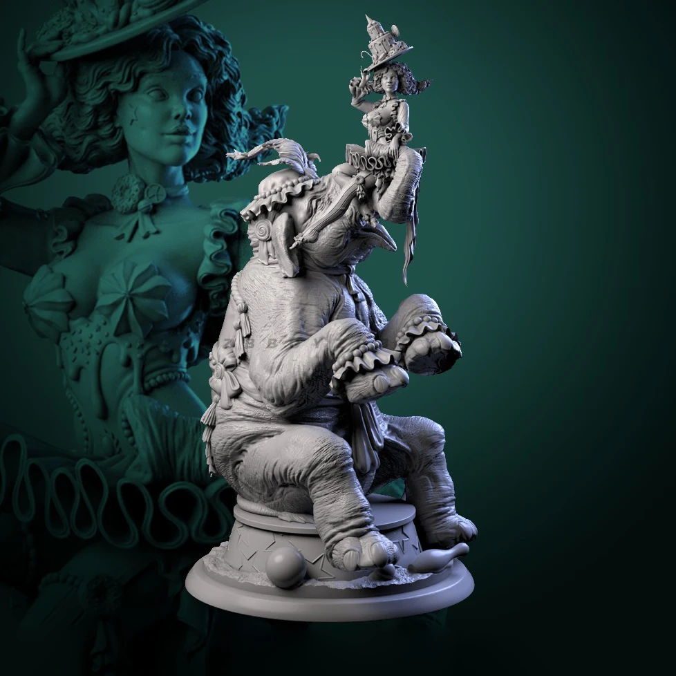 Overall heights 75mm 90mm 115mm  Resin model kit circus performance colorless self-assembly（3D Printing ）  TD-7495 /3D