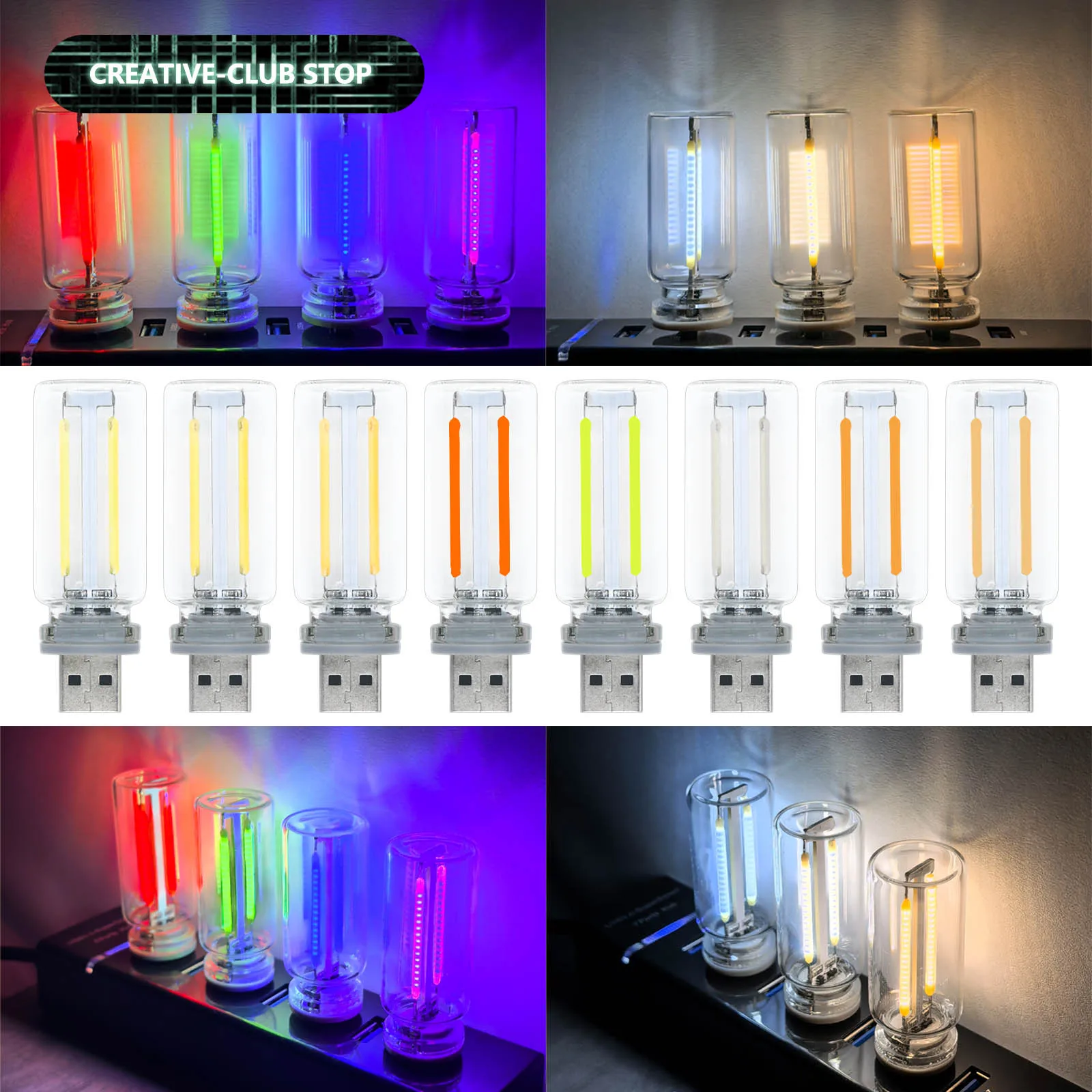 

LED Night Light Colorful LED Filament Lamp Bulb Night Feeding Lights USB Touch Control Light For Bedroom Bedside Table Lighting