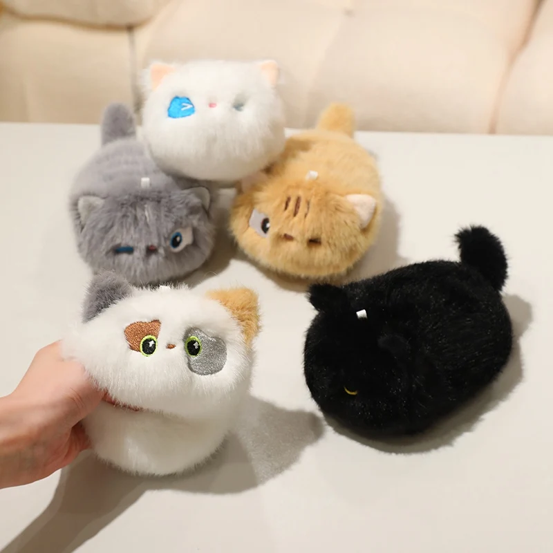 Funny Expression Mini Cats Plush Toy Tiny Stuffed Animal Small Cat Plushie Soft Squishy Keychain Charm Gift for Teens Cat Lovers