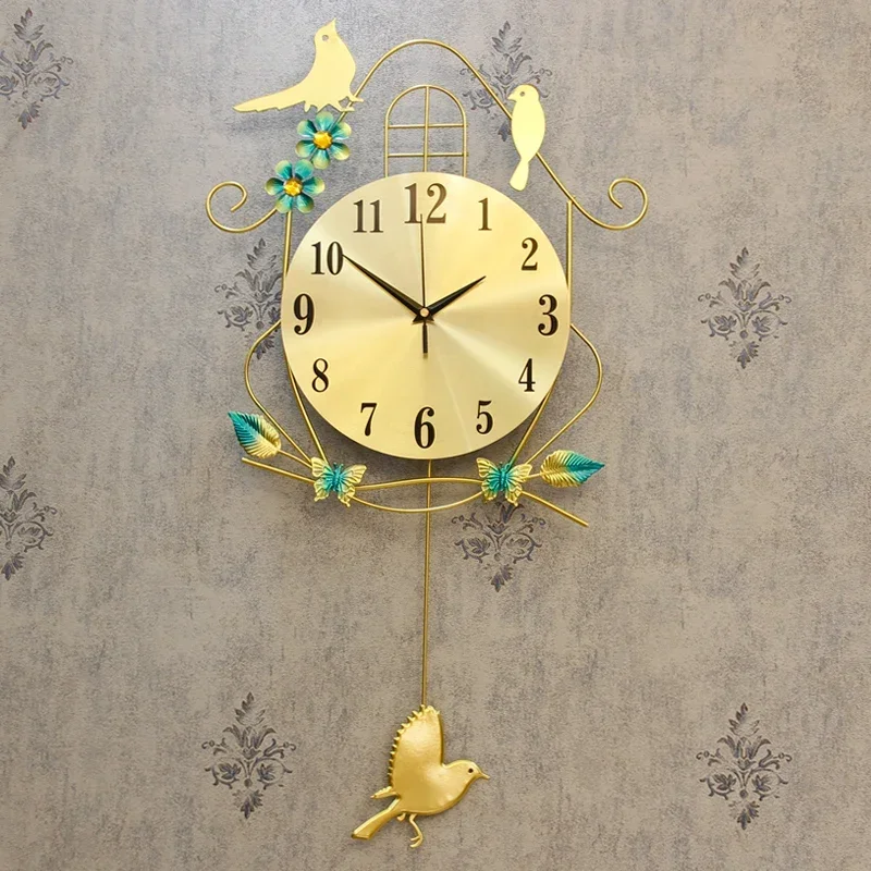 Wall Clock Living Room Creative Bird Wall Clock Personality Modern Decorative Wall Watch Simple Atmosphere Swing Mute Clock